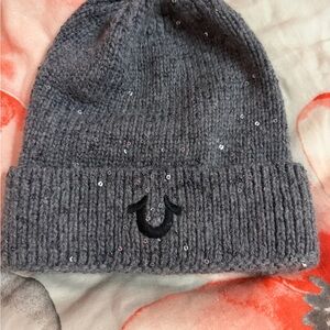 True Religion Gray Knit Beanie
